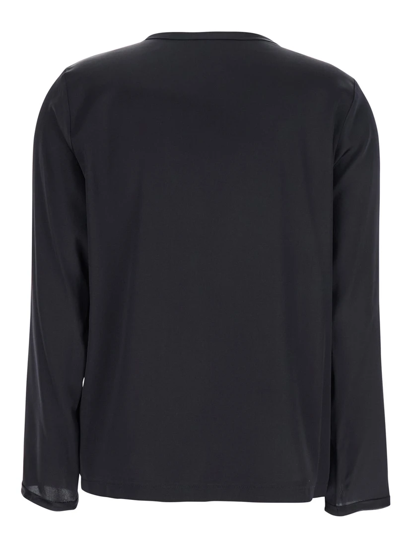 Black Long Sleeves Blouse in Silk Woman
