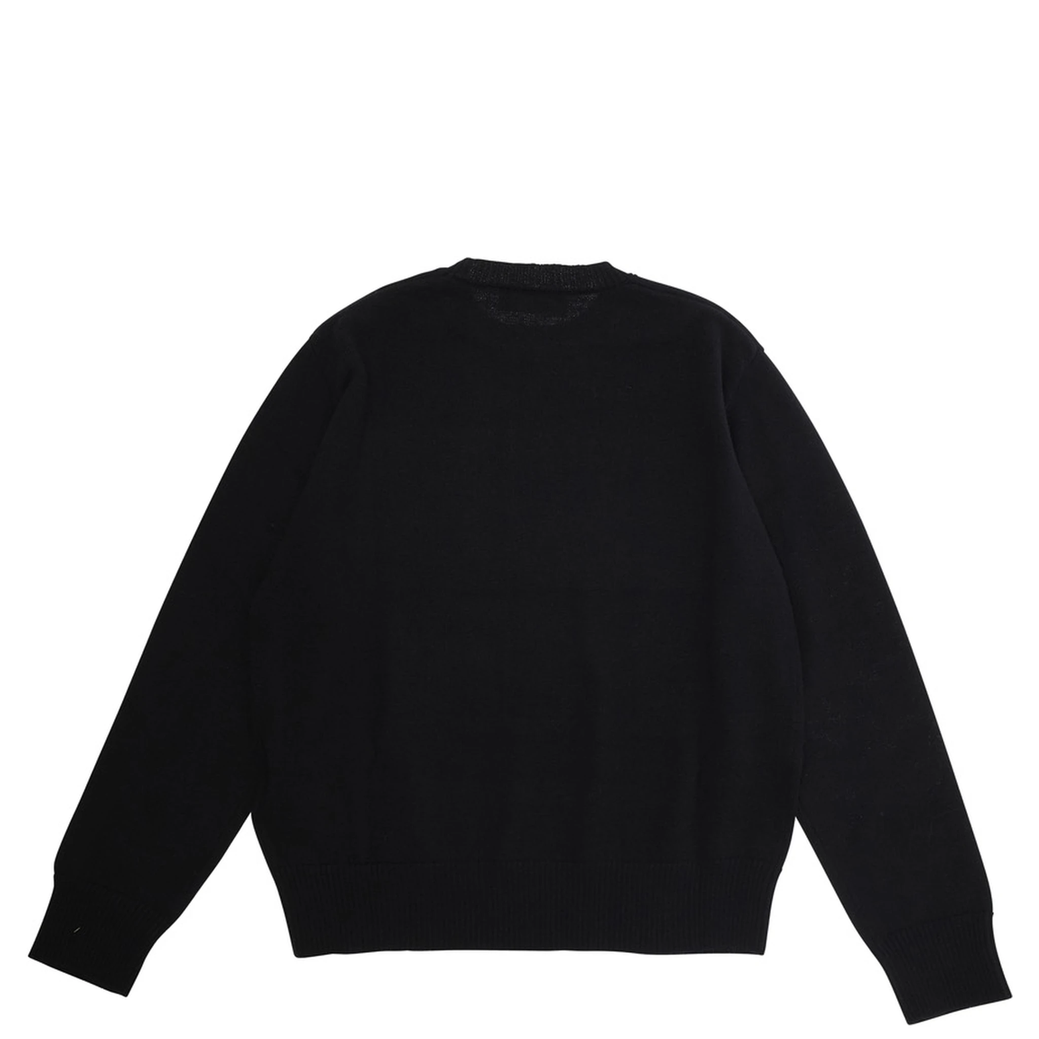 Black Crew Neck Sweater with Logo Lettering on the Front in Wool Boy