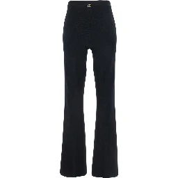 Black Flared Pants with Logo Plaque on the Rear in Viscose Blend Woman