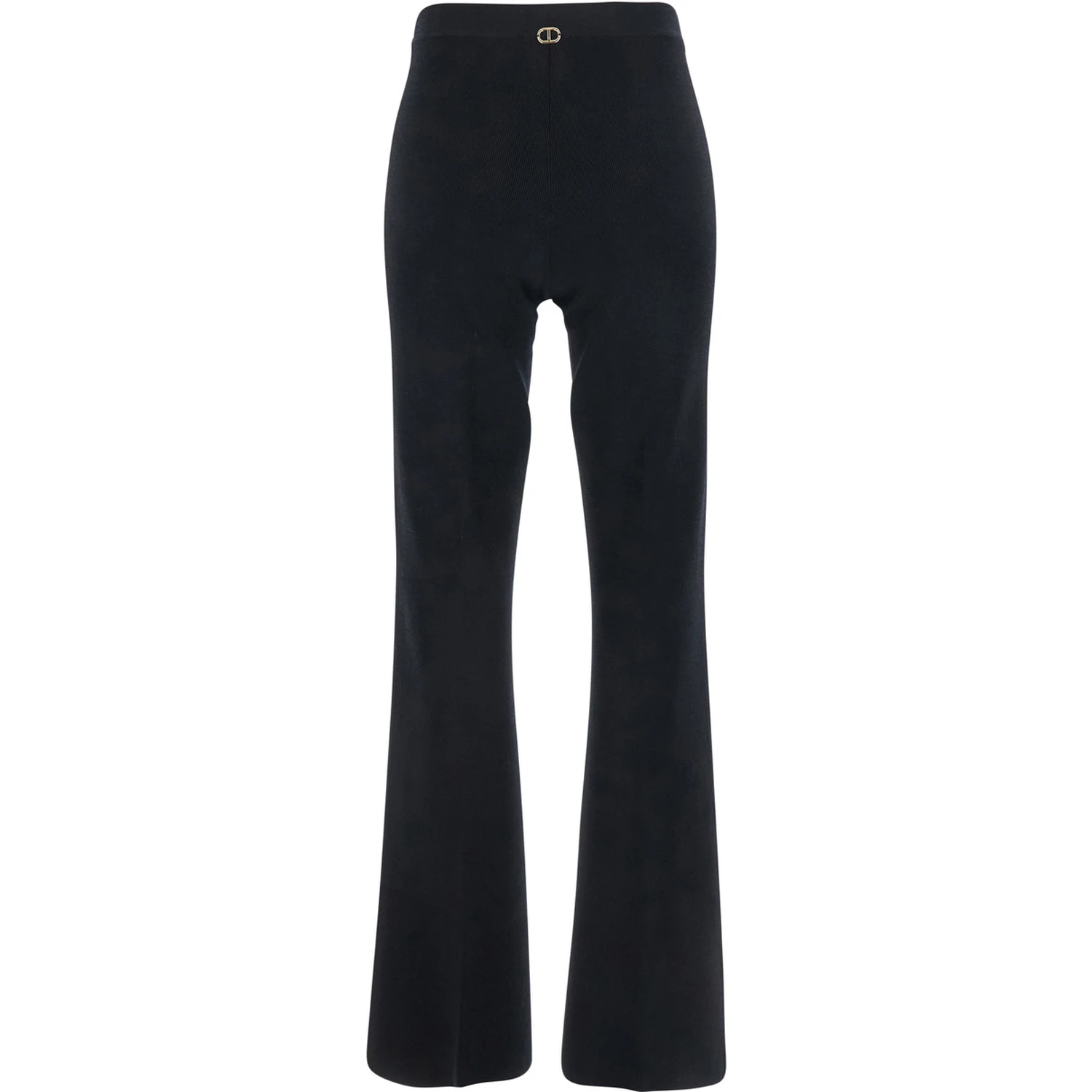 Black Flared Pants with Logo Plaque on the Rear in Viscose Blend Woman