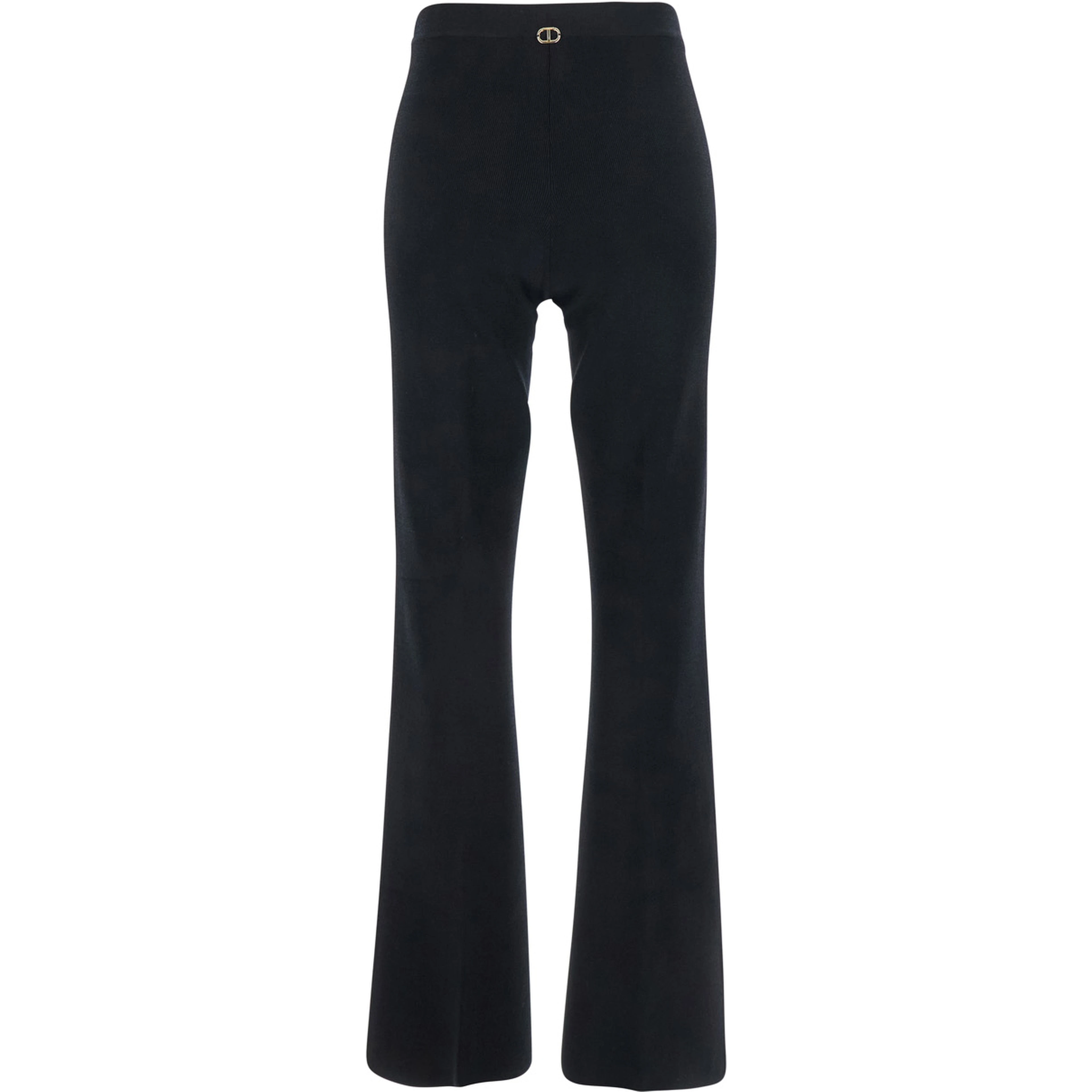Black Flared Pants with Logo Plaque on the Rear in Viscose Blend Woman