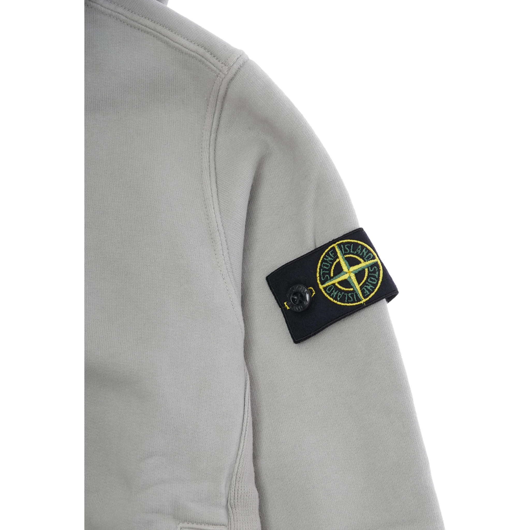 Grey Sweatshirt with Fixed Hood and Logo Patch on the Sleeve in Cotton Boy