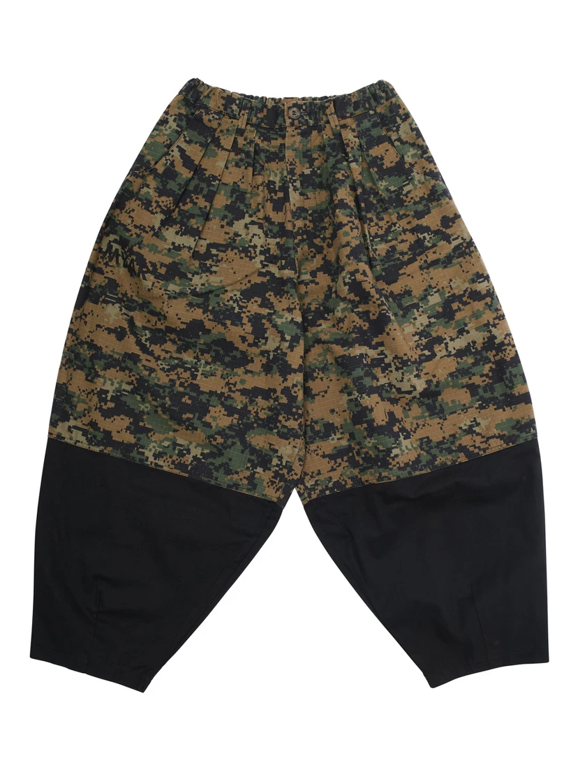 Multicolor Pants with Elastic Waist and Military Motif in Tech Fabric and Cotton Boy