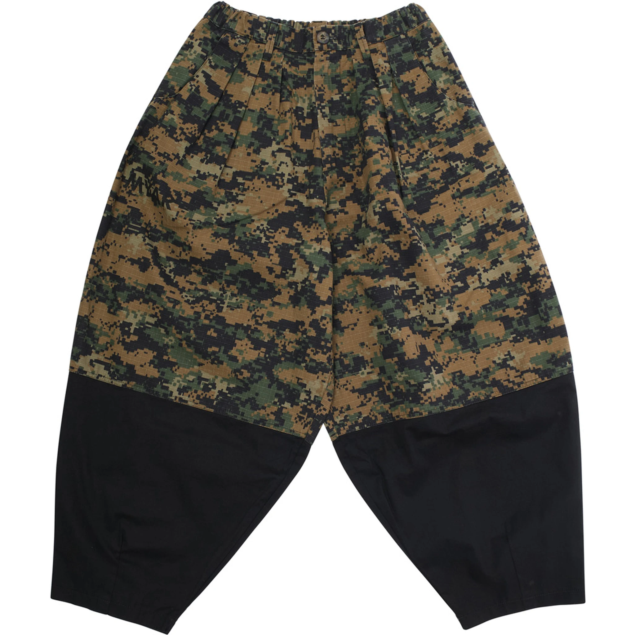 Multicolor Pants with Elastic Waist and Military Motif in Tech Fabric and Cotton Boy