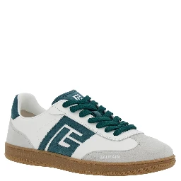 Swan White Low Top Sneakers with Logo on the Side and Contrasting Heel with Logo Lettering in Leather Man