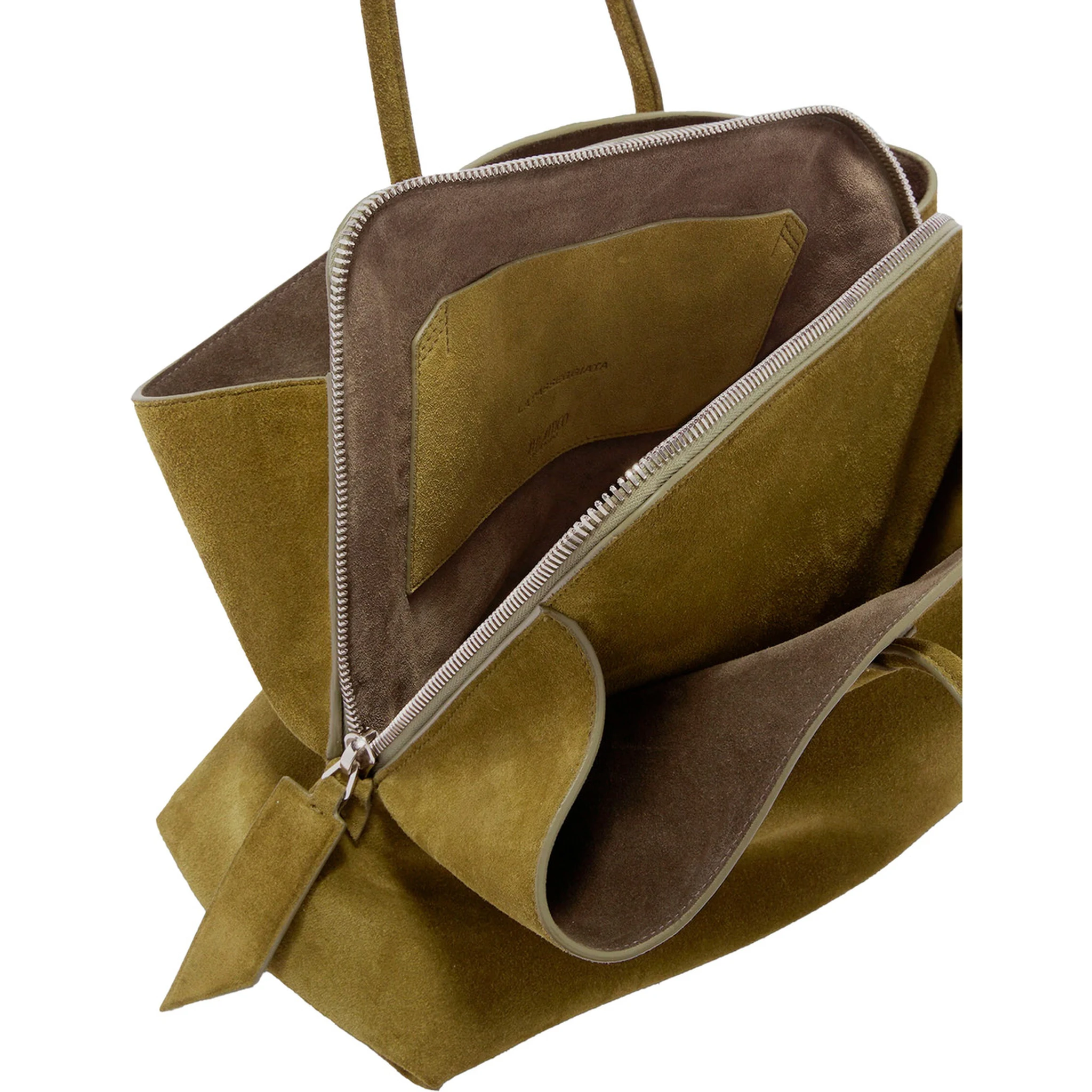 La Passeggiata Green Shoulder Bag with Two Top Handles in Leather Suede Woman