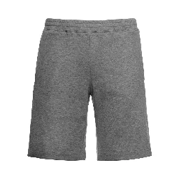 Grey Cotton Bermuda Shorts with Drawstring
