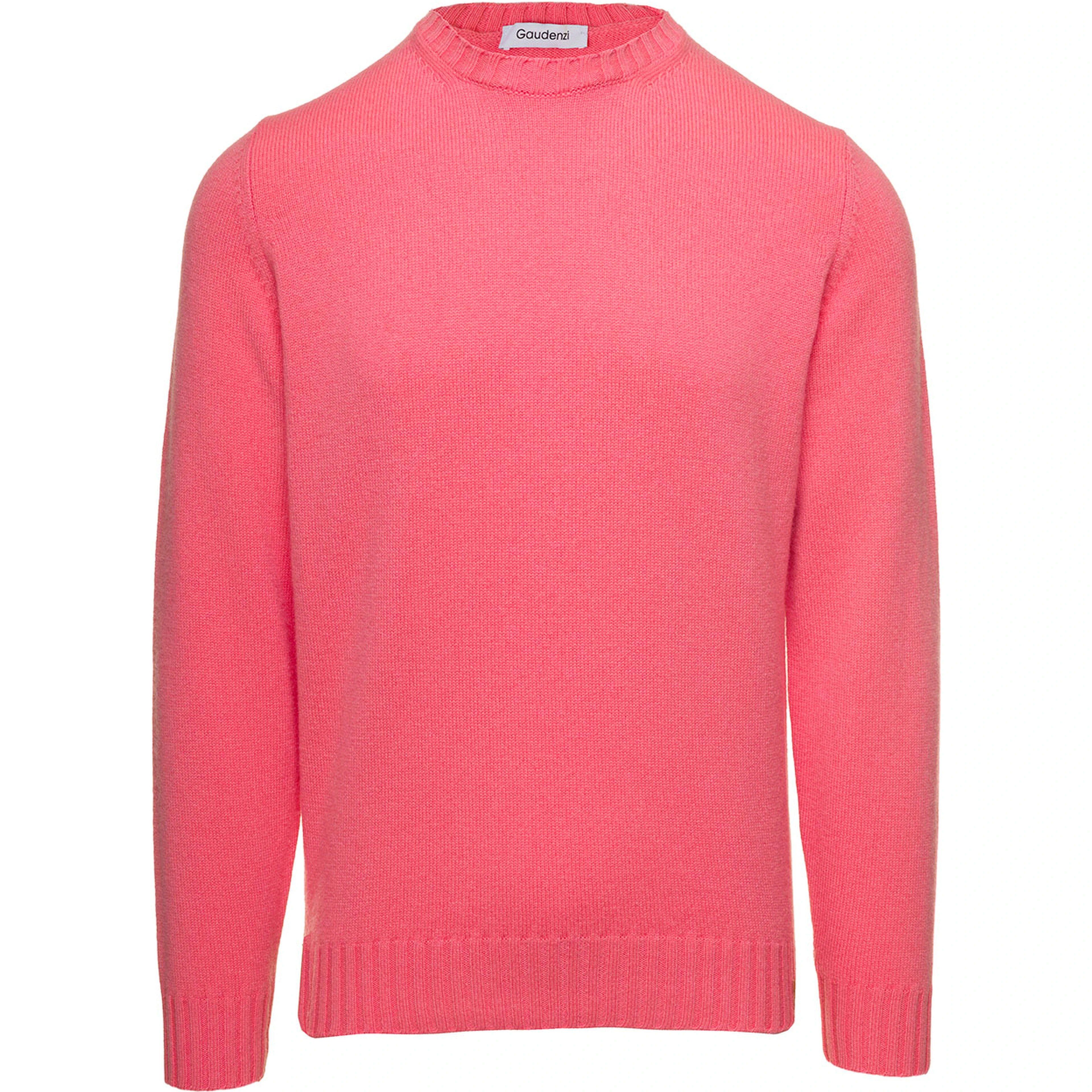Salmon Pink Crewneck Sweater In Cashmere Man Gaudenzi