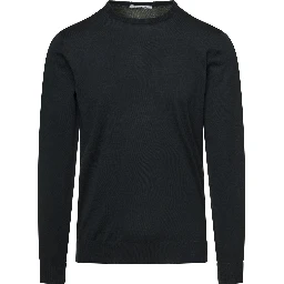 Dark Green Crewneck Sweater with Long Sleeves in Cashmere Man Gaudenzi
