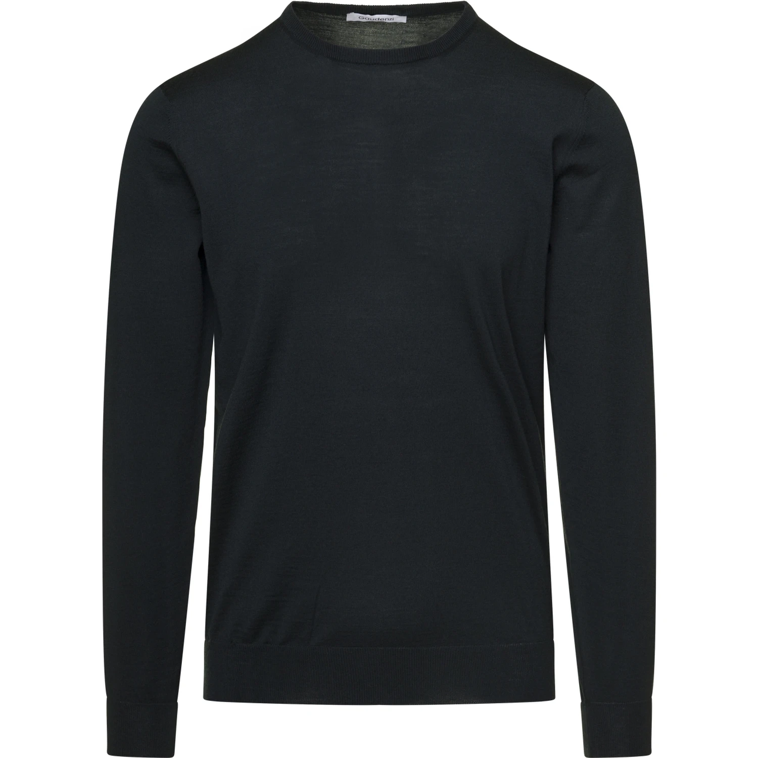 Dark Green Crewneck Sweater with Long Sleeves in Cashmere Man Gaudenzi