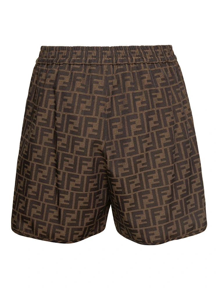 Brown Shorts with All-Over FF Monogram in Cotton Blend Woman alternative