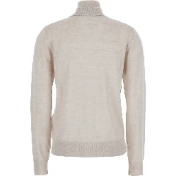 Beige Turtleneck Sweater in Wool Blend Woman