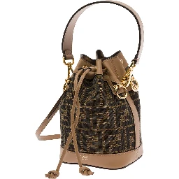 Mon Tresor Brown Minibag with Drawstring in FF Fabric Woman