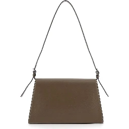 Simmetry Brown Shoulder Bag with Top Strap and Twist Lock Closure in Leather Woman