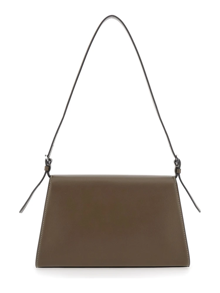 Simmetry Brown Shoulder Bag with Top Strap and Twist Lock Closure in Leather Woman alternative