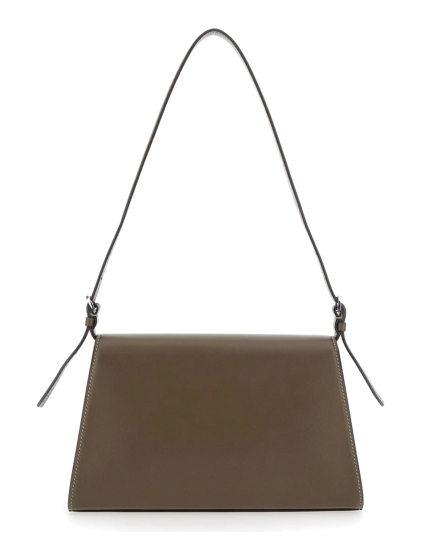 Simmetry Brown Shoulder Bag with Top Strap and Twist Lock Closure in Leather Woman