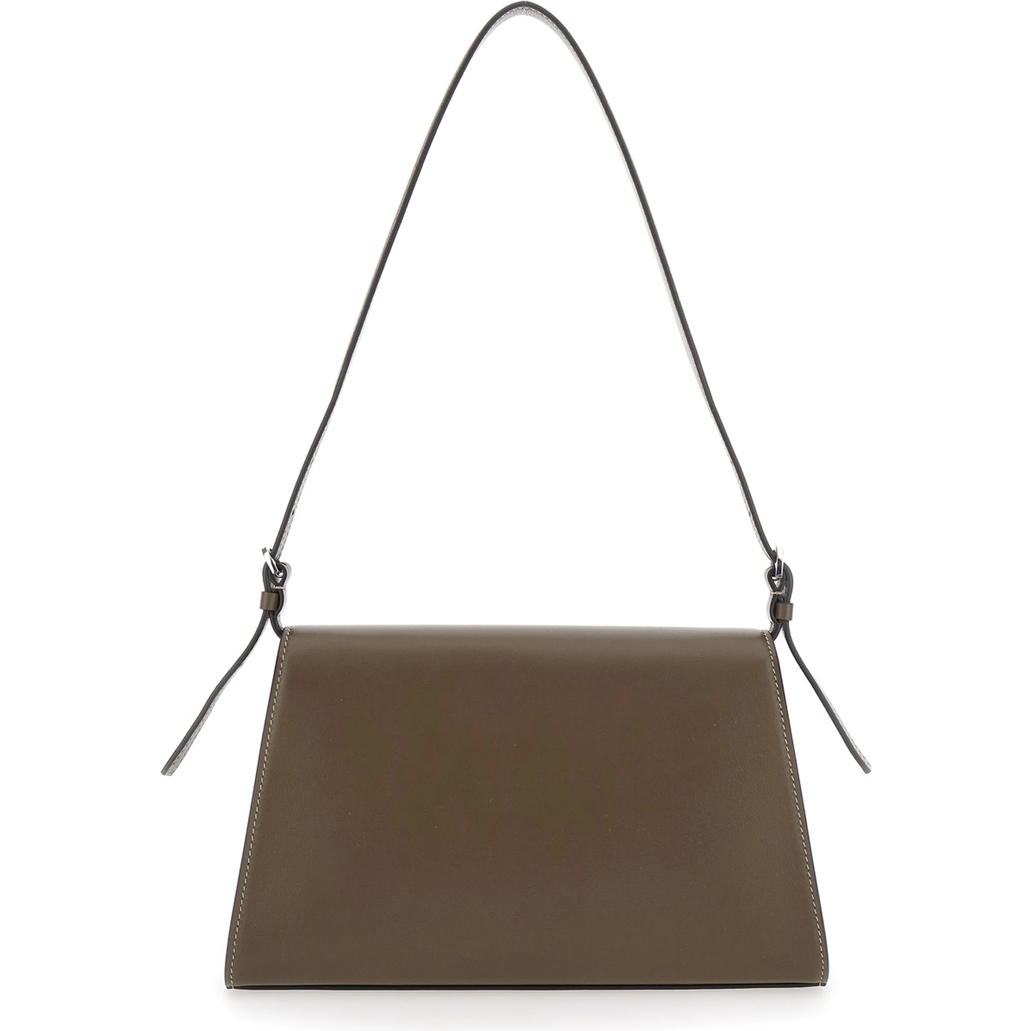 Simmetry Brown Shoulder Bag with Top Strap and Twist Lock Closure in Leather Woman