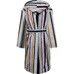 Curt Multicolor Bathrobe with Zig Zag Motif in Cotton