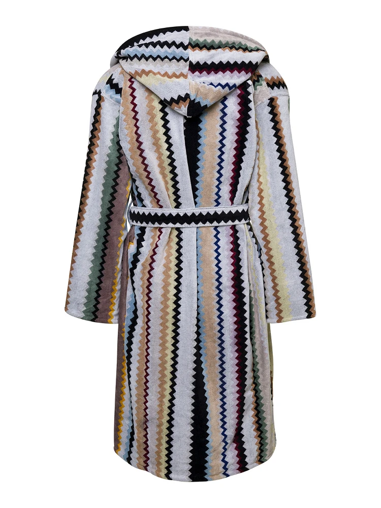 Curt Multicolor Bathrobe with Zig Zag Motif in Cotton