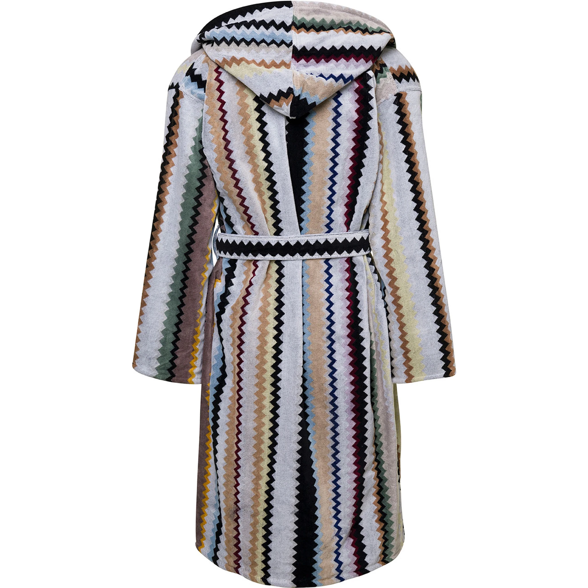 Curt Multicolor Bathrobe with Zig Zag Motif in Cotton