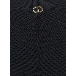 Black Flared Pants with Logo Plaque on the Rear in Viscose Blend Woman