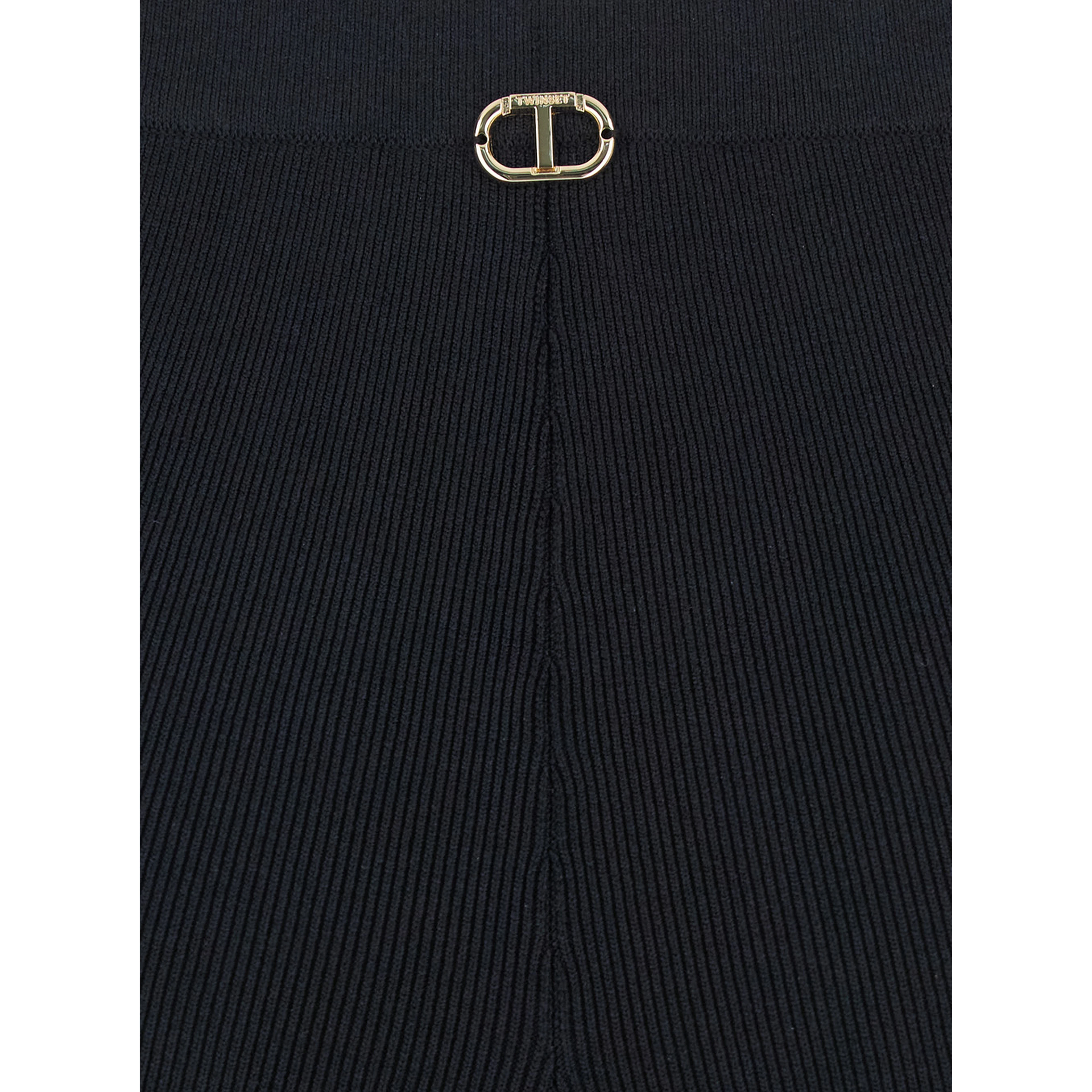 Black Flared Pants with Logo Plaque on the Rear in Viscose Blend Woman