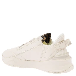 حذاء رياضي أبيض من فندي فلو مزين بشعار مطبوع بنقشة FF جاكار وجلد رجالي