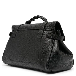 Alexa Black Handbag with Adjustable and Removable Shoulder Strap and Magnetic Closure in Granied Leather Woman