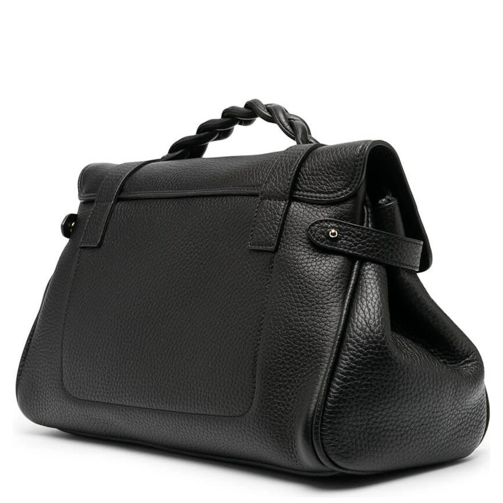 Alexa Black Handbag with Adjustable and Removable Shoulder Strap and Magnetic Closure in Granied Leather Woman