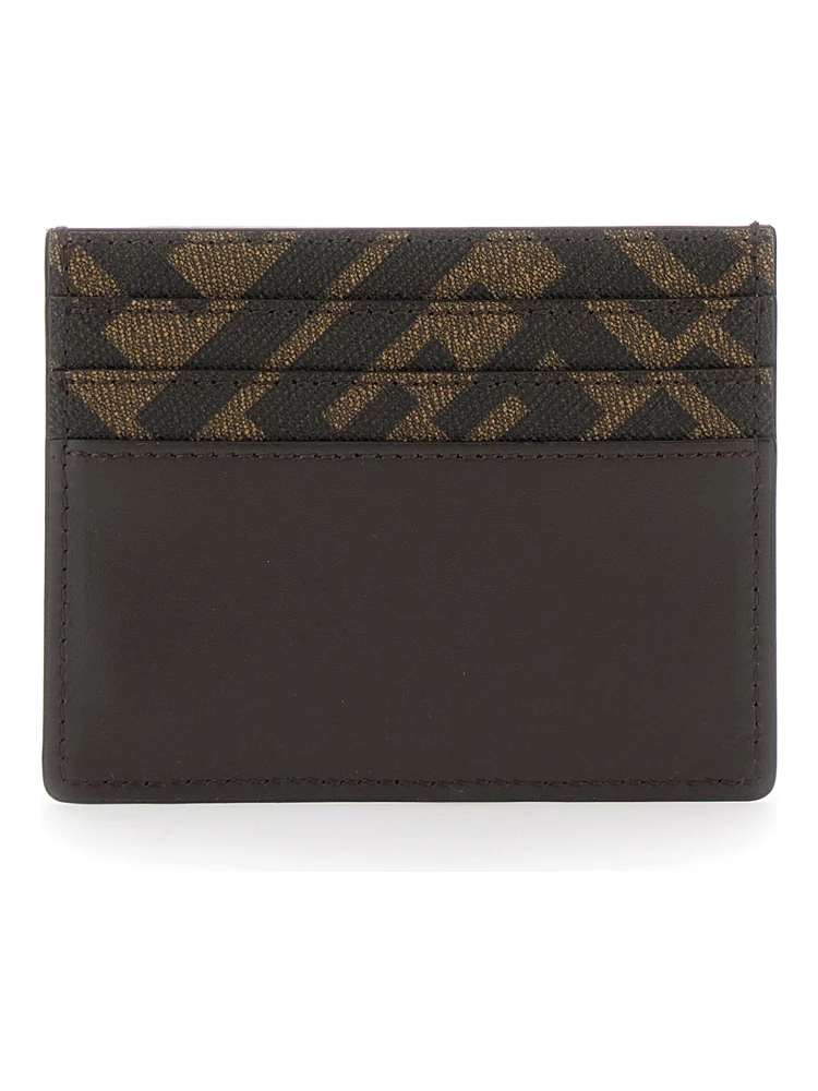 Brown Card-Holder with Squared FF Motif in Leather and FF Canvas Man alternative