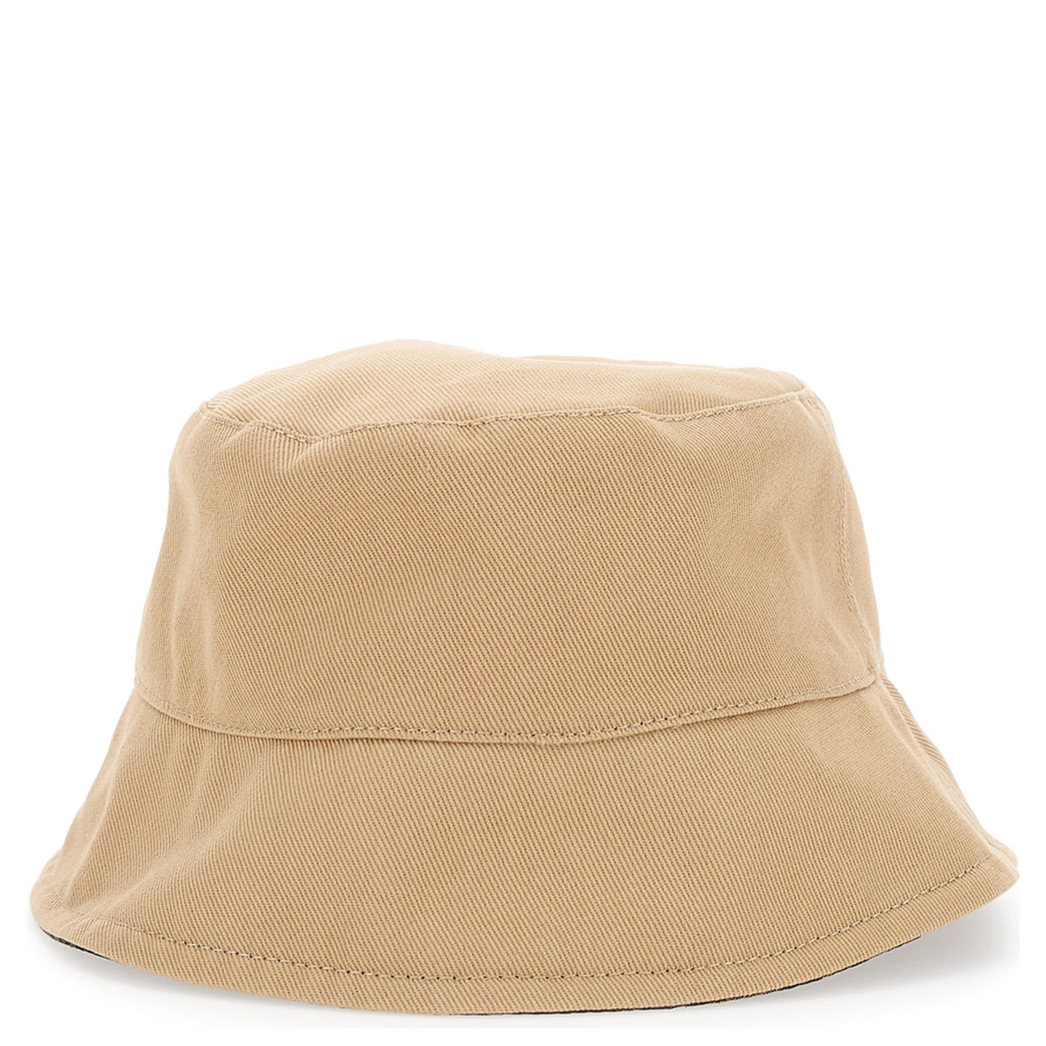 Beige Bucket Hat with Tonal FF Logo Embroidery in Cotton Man