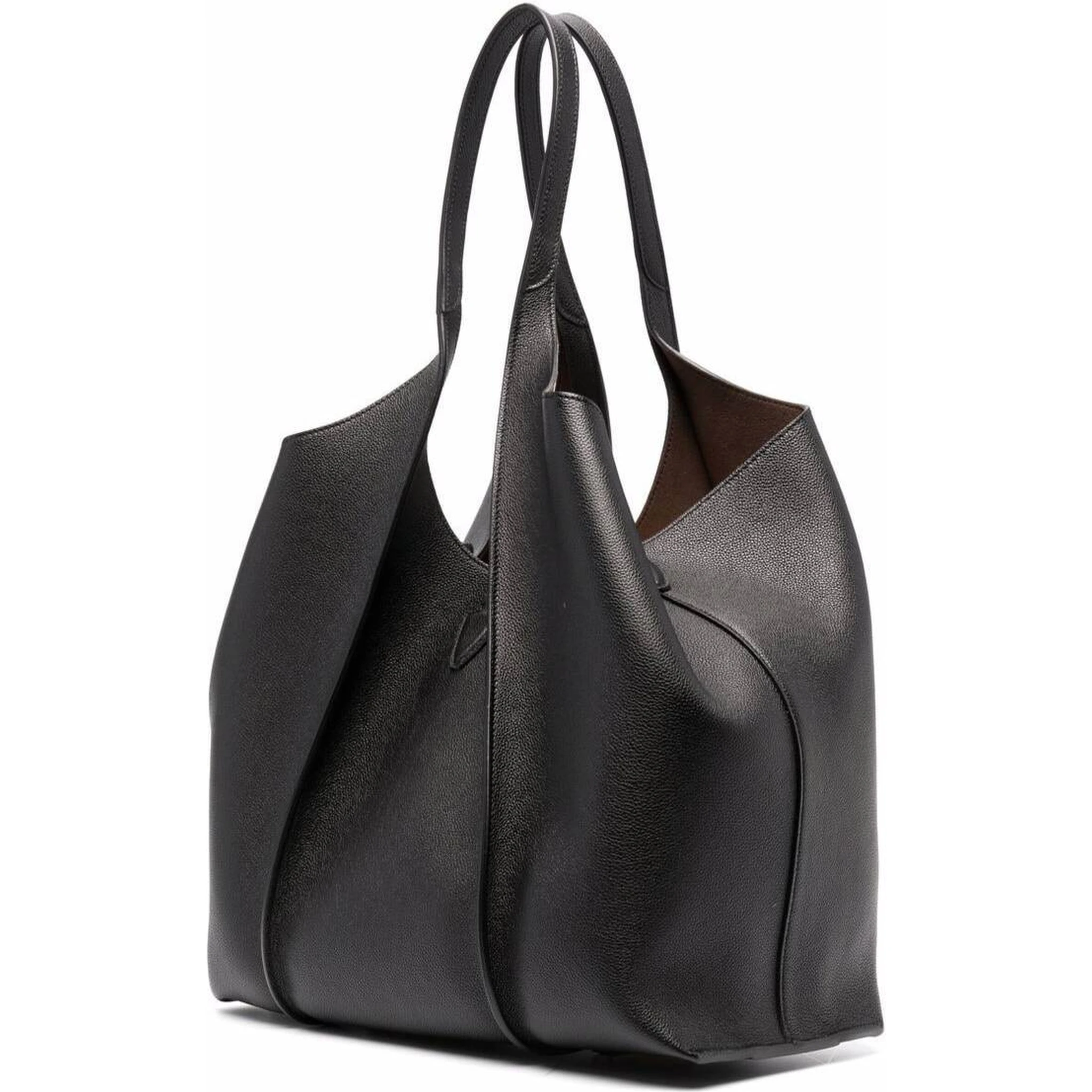 Black Tote Bag with T Timeless Charm in Leather Woman