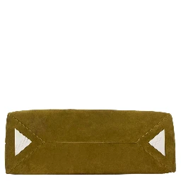 La Passeggiata Green Shoulder Bag with Two Top Handles in Leather Suede Woman