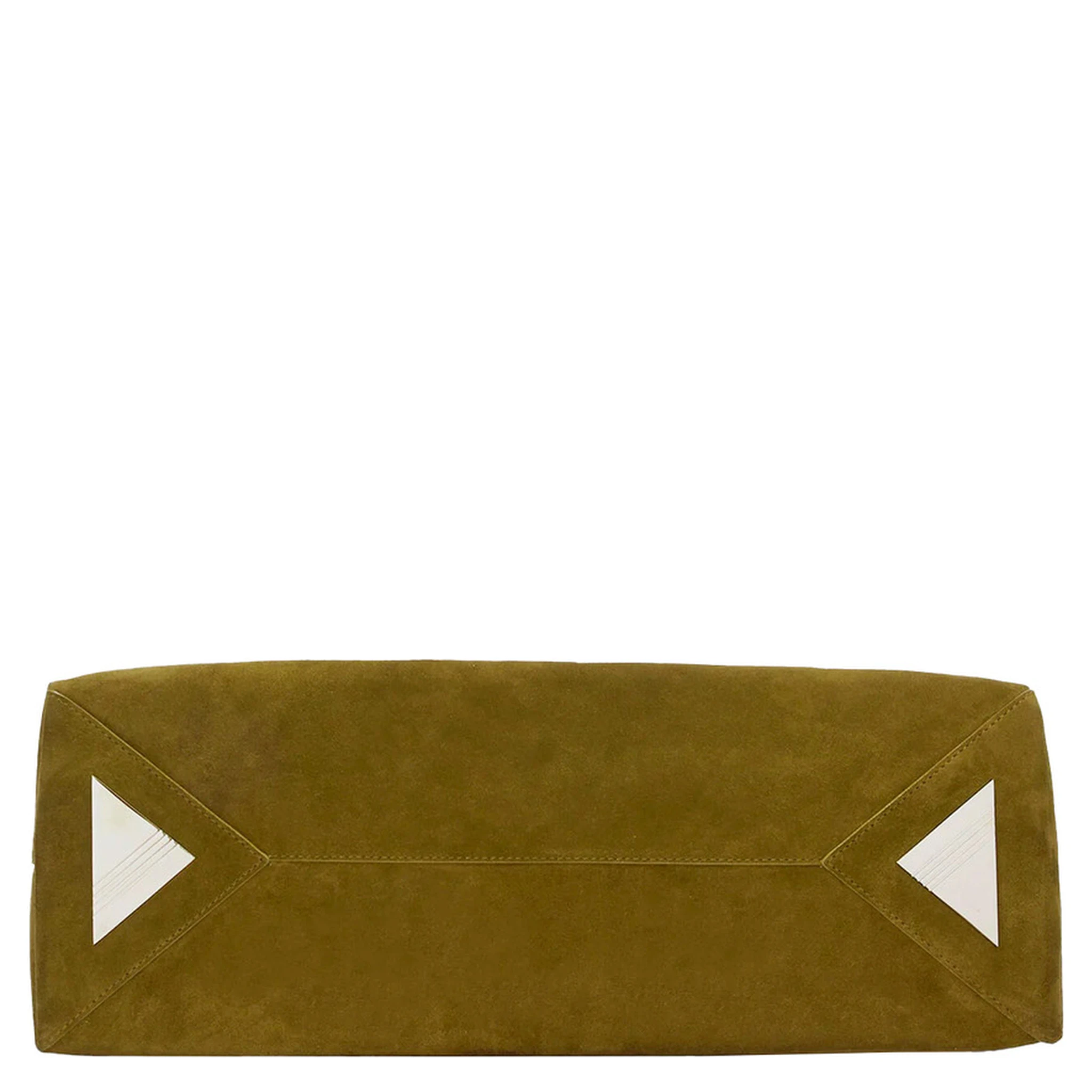 La Passeggiata Green Shoulder Bag with Two Top Handles in Leather Suede Woman