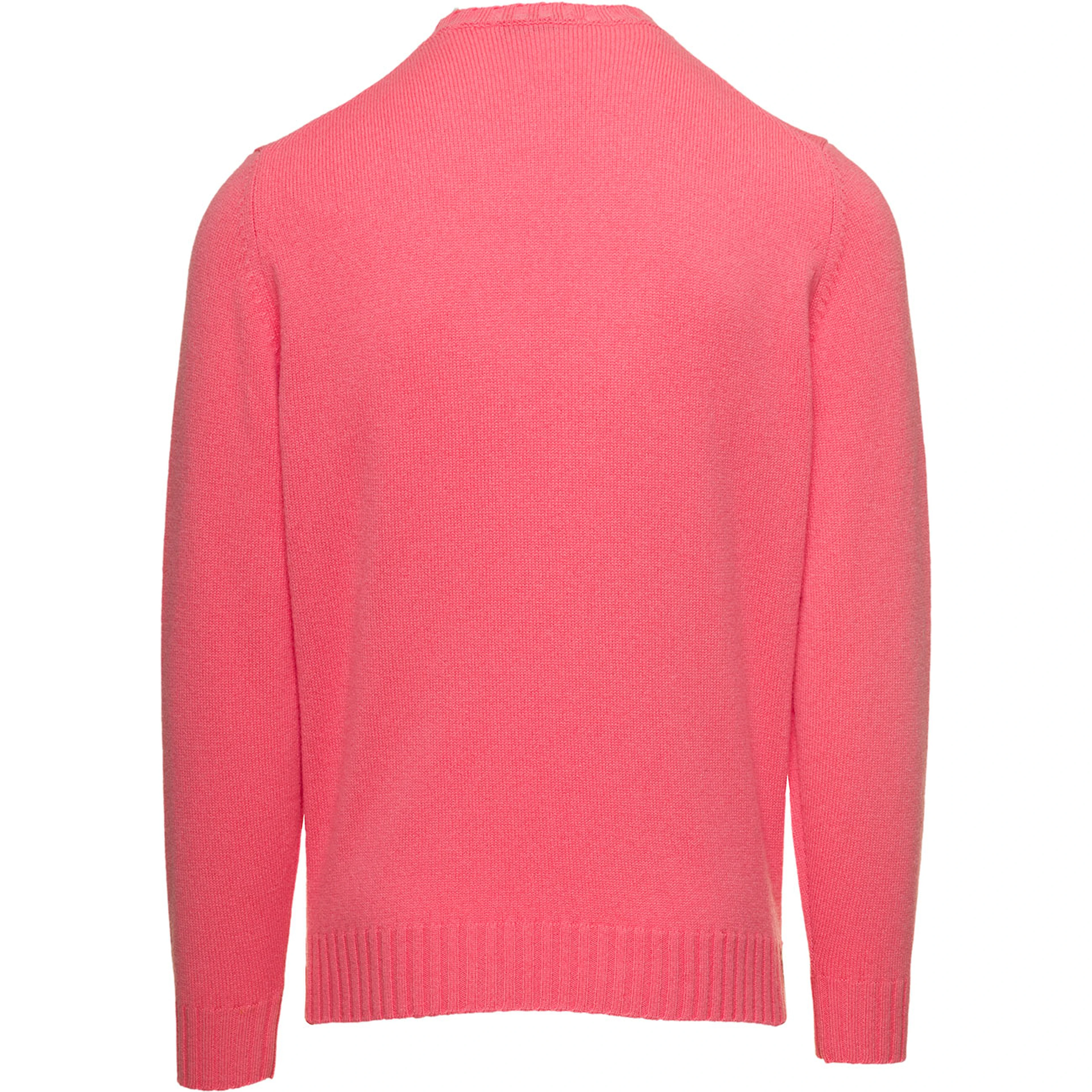 Salmon Pink Crewneck Sweater In Cashmere Man Gaudenzi