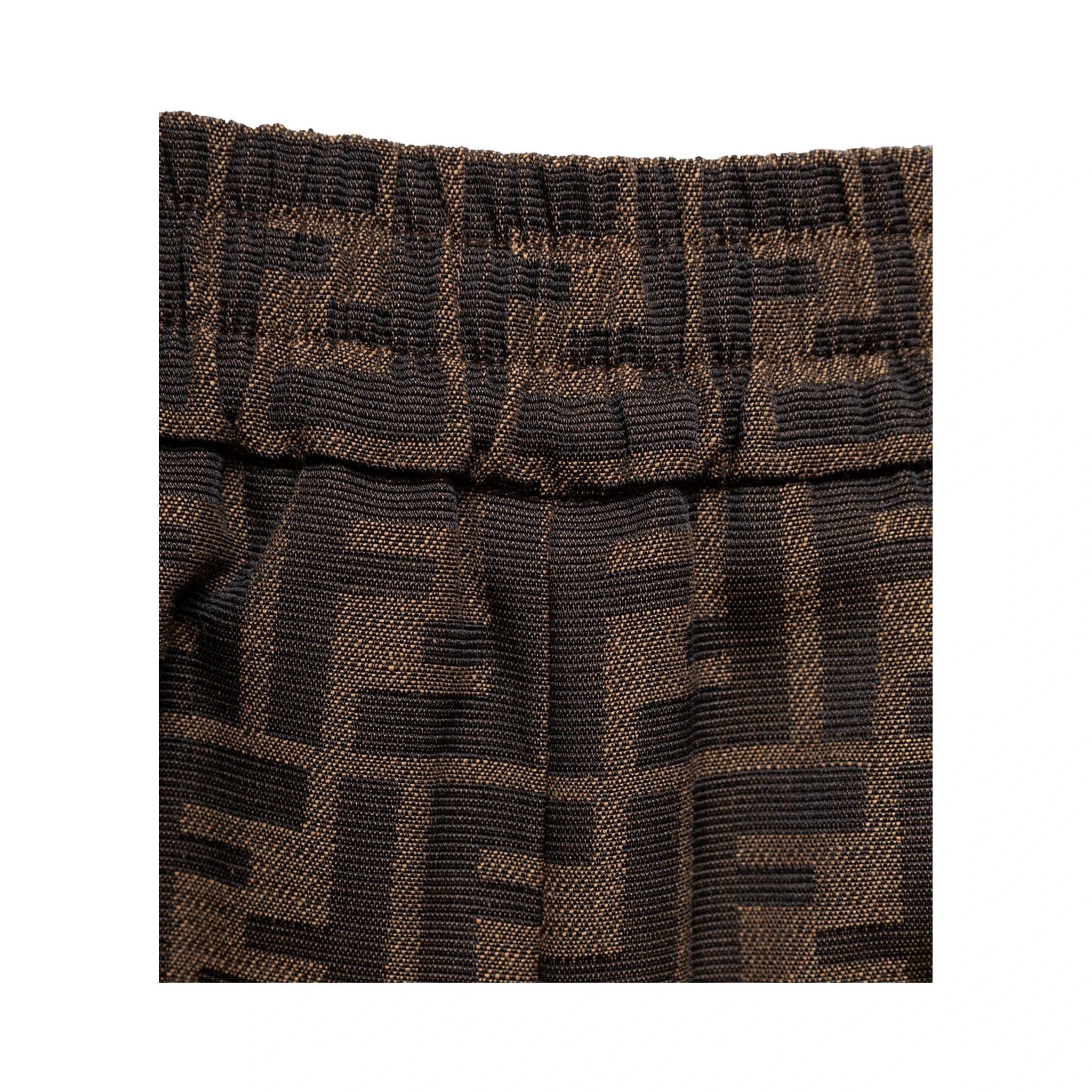 Brown Shorts with All-Over FF Monogram in Cotton Blend Woman