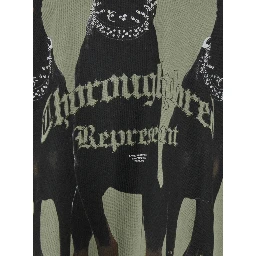Thoroughbred Green T-Shirt with Doberman Graphic Print and Logo Lettering on the Front in Cotton Man