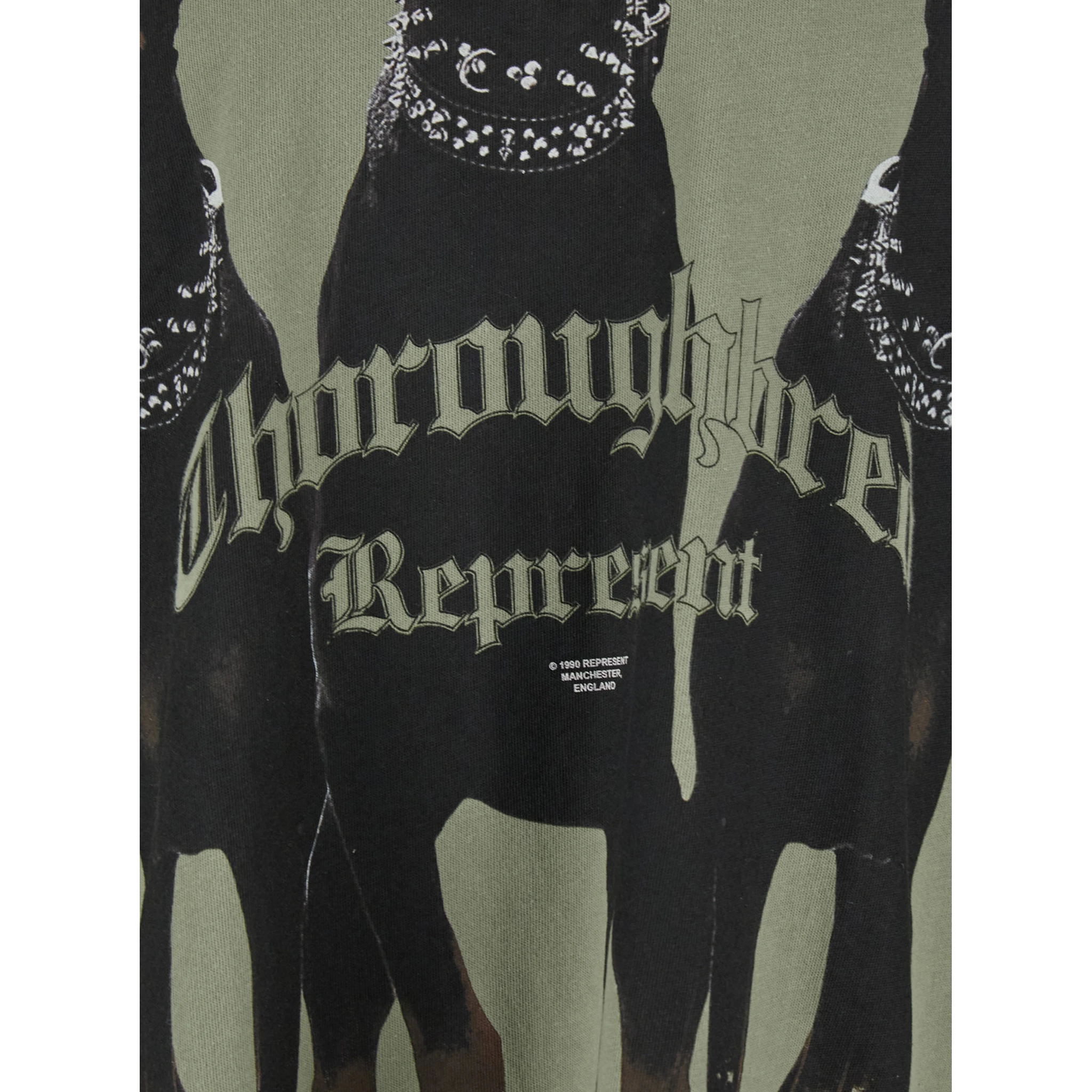 Thoroughbred Green T-Shirt with Doberman Graphic Print and Logo Lettering on the Front in Cotton Man