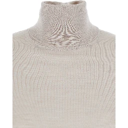 Beige Turtleneck Sweater in Wool Blend Woman