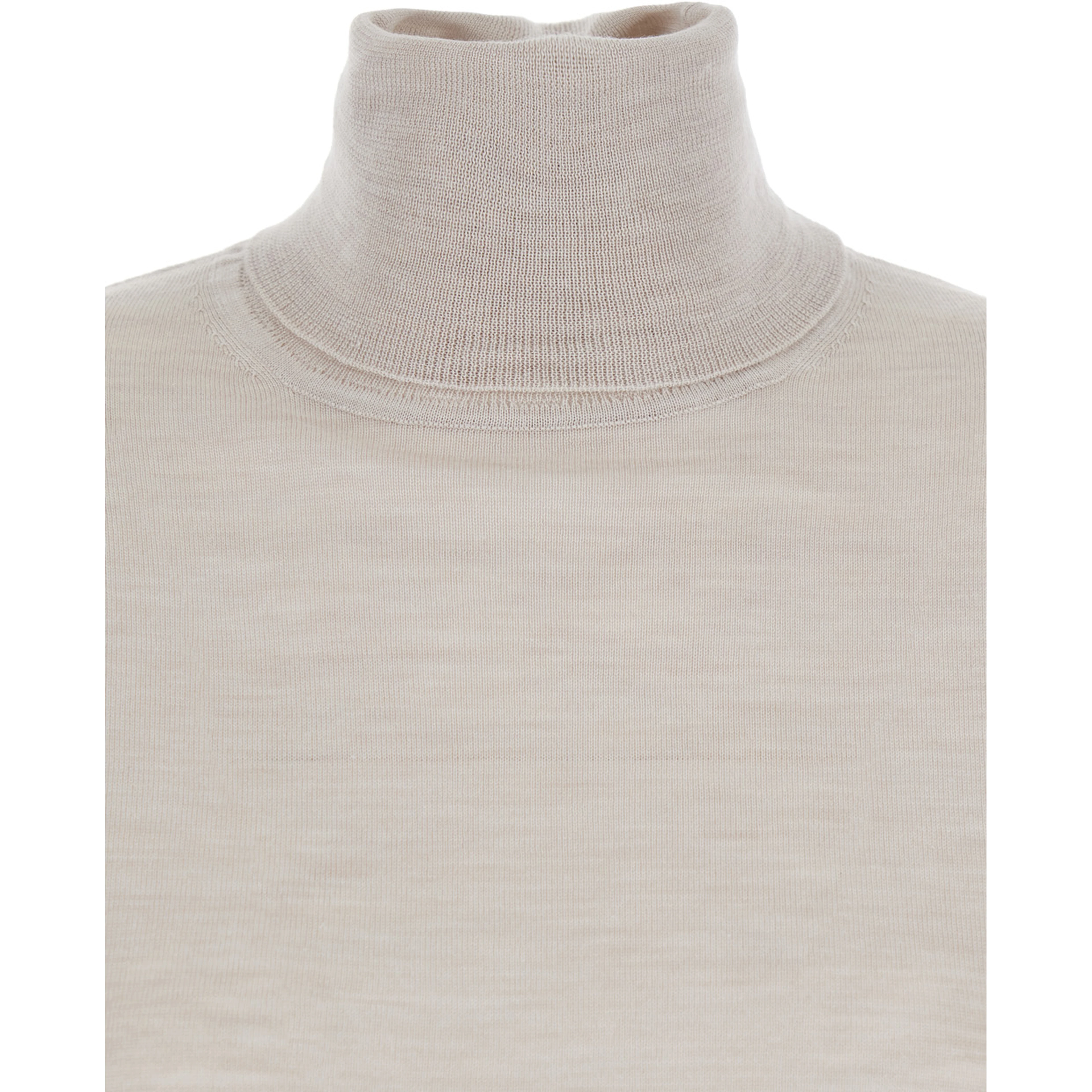 Beige Turtleneck Sweater in Wool Blend Woman