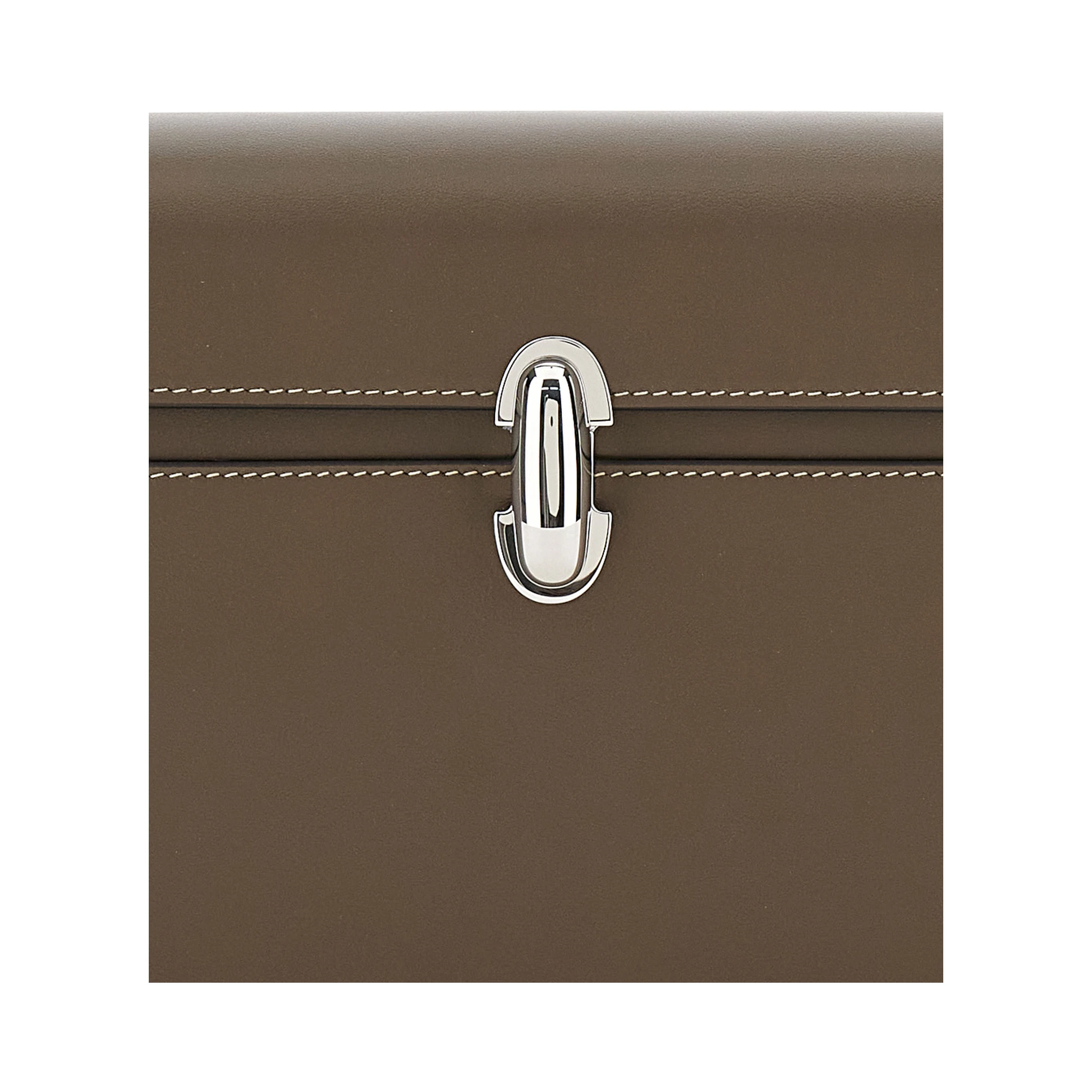 Simmetry Brown Shoulder Bag with Top Strap and Twist Lock Closure in Leather Woman