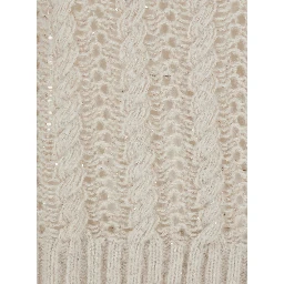 Faustina Beige Sleeveless Crewneck Knit Vest in Wool Woman