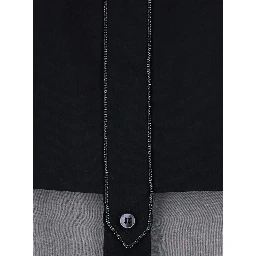 Black Shirt with Point Collar and Monils Detail on the Front in Fabric Woman