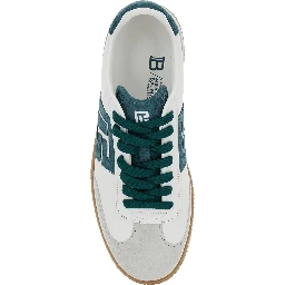 Swan White Low Top Sneakers with Logo on the Side and Contrasting Heel with Logo Lettering in Leather Man