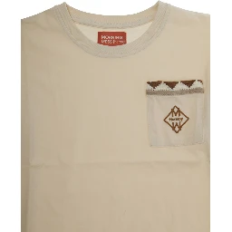 Ciro White Crewneck T-Shirt with Long Sleeves and Patch Pocket on the Front in Cotton Girl