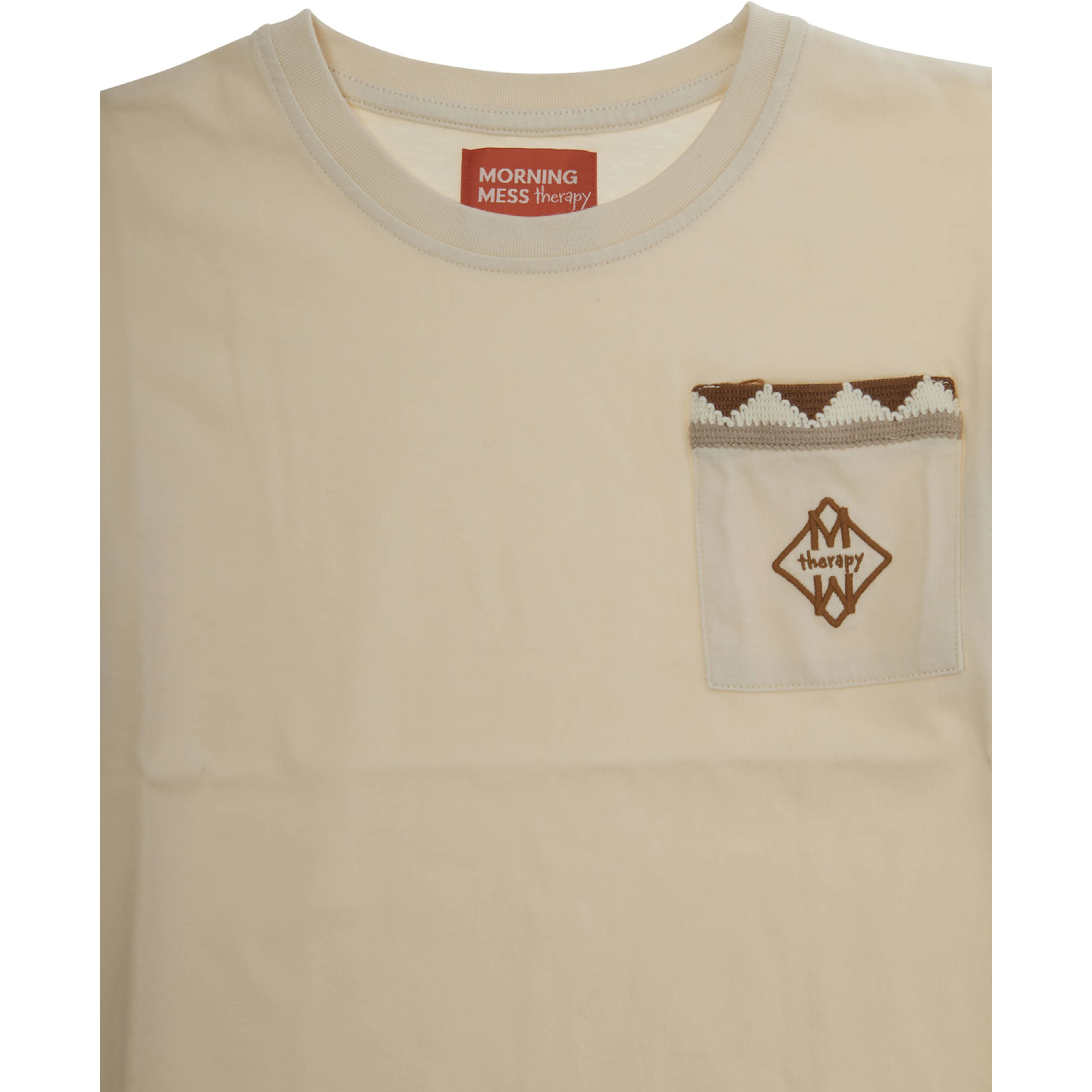 Ciro White Crewneck T-Shirt with Long Sleeves and Patch Pocket on the Front in Cotton Girl