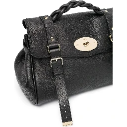 Alexa Black Handbag with Adjustable and Removable Shoulder Strap and Magnetic Closure in Granied Leather Woman