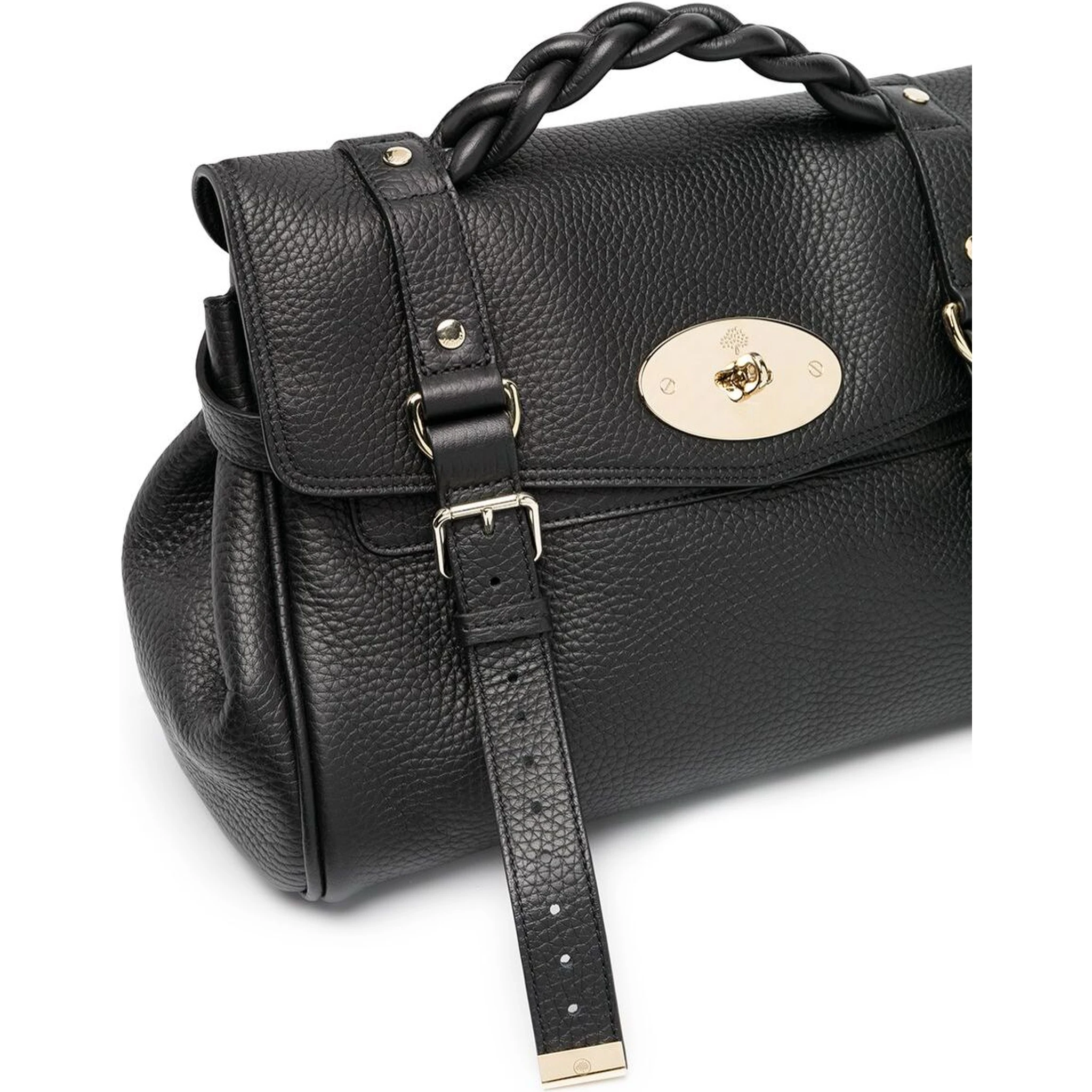 Alexa Black Handbag with Adjustable and Removable Shoulder Strap and Magnetic Closure in Granied Leather Woman