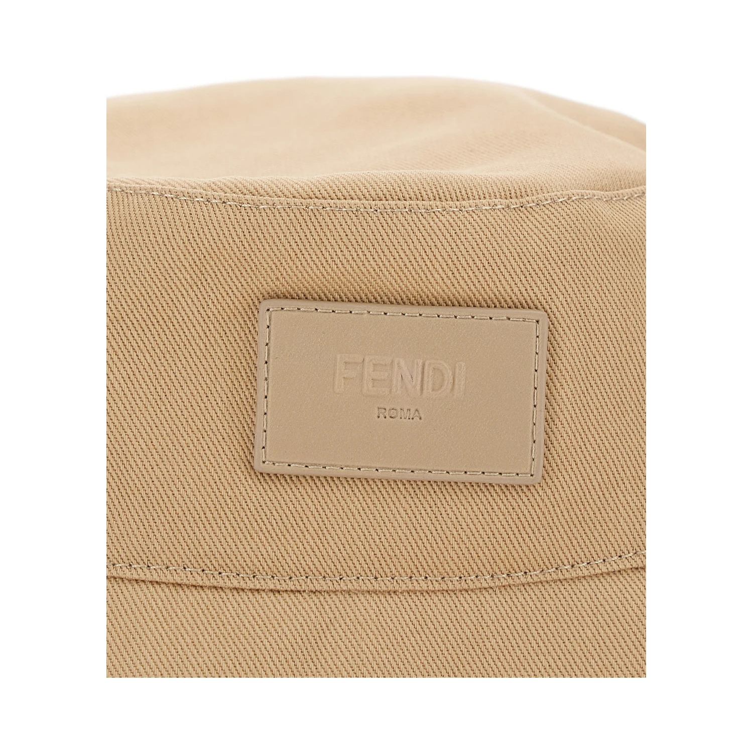 Beige Bucket Hat with Tonal FF Logo Embroidery in Cotton Man