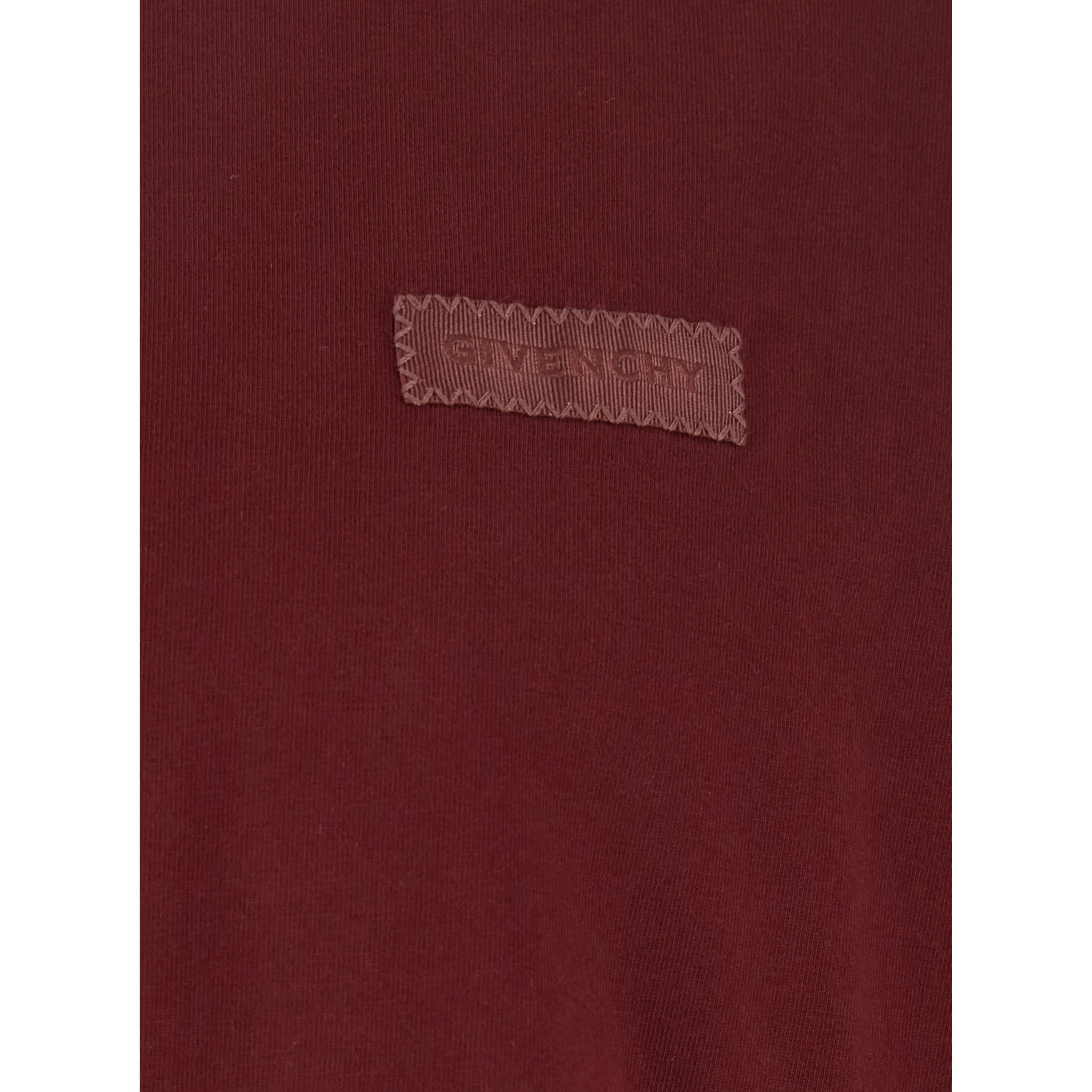 Bordeaux T-Shirt with Logo Patch on the Chest in Cotton Man